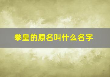 拳皇的原名叫什么名字