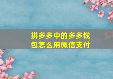 拼多多中的多多钱包怎么用微信支付