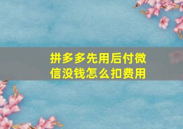 拼多多先用后付微信没钱怎么扣费用