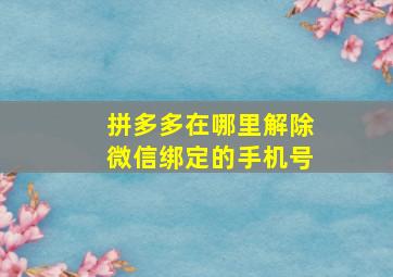 拼多多在哪里解除微信绑定的手机号