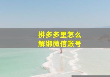 拼多多里怎么解绑微信账号