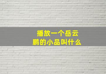 播放一个岳云鹏的小品叫什么