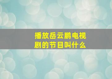 播放岳云鹏电视剧的节目叫什么