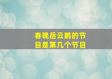 春晚岳云鹏的节目是第几个节目