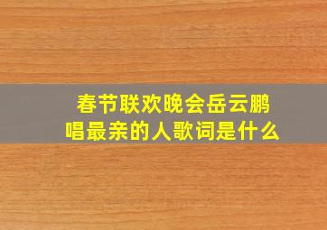 春节联欢晚会岳云鹏唱最亲的人歌词是什么