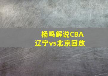 杨鸣解说CBA辽宁vs北京回放