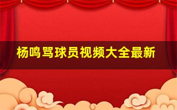 杨鸣骂球员视频大全最新