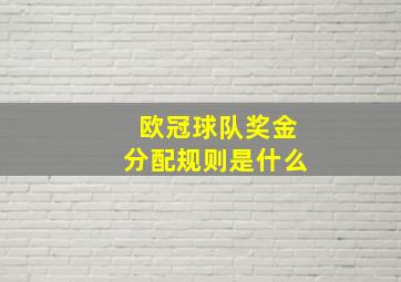 欧冠球队奖金分配规则是什么