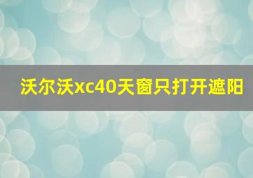 沃尔沃xc40天窗只打开遮阳