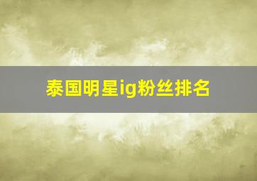 泰国明星ig粉丝排名