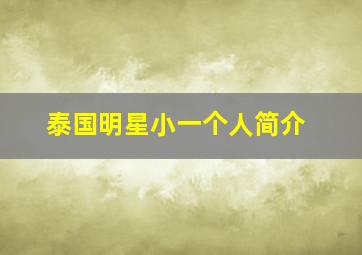 泰国明星小一个人简介