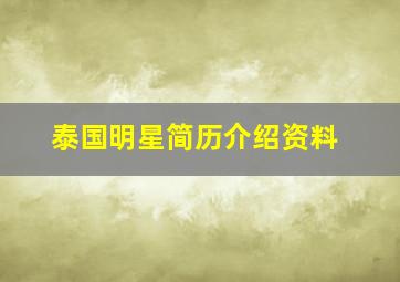 泰国明星简历介绍资料