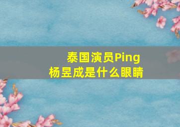 泰国演员Ping杨昱成是什么眼睛