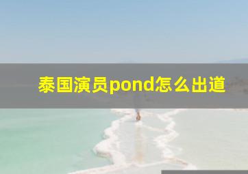 泰国演员pond怎么出道