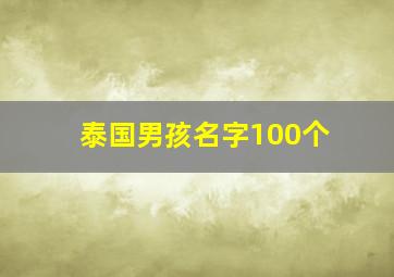 泰国男孩名字100个