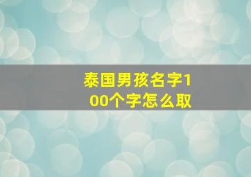 泰国男孩名字100个字怎么取