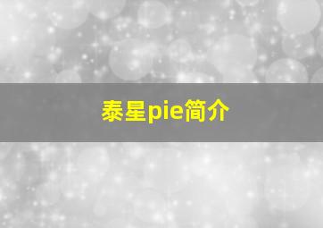 泰星pie简介