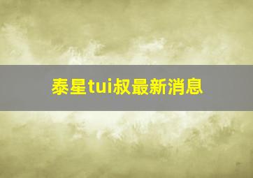 泰星tui叔最新消息