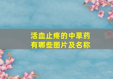 活血止疼的中草药有哪些图片及名称