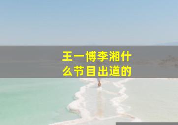 王一博李湘什么节目出道的