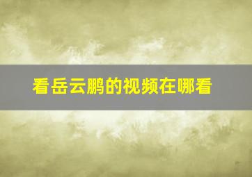 看岳云鹏的视频在哪看