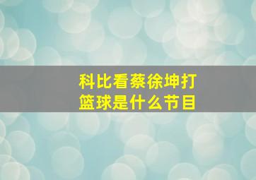 科比看蔡徐坤打篮球是什么节目