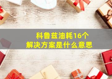 科鲁兹油耗16个解决方案是什么意思