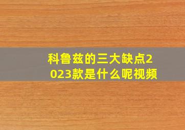 科鲁兹的三大缺点2023款是什么呢视频