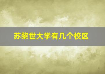 苏黎世大学有几个校区