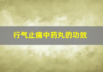 行气止痛中药丸的功效