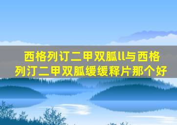 西格列订二甲双胍ll与西格列汀二甲双胍缓缓释片那个好