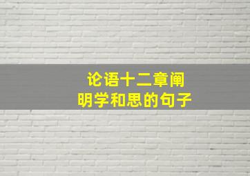 论语十二章阐明学和思的句子