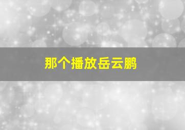 那个播放岳云鹏