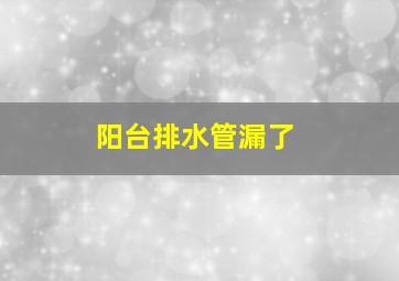 阳台排水管漏了