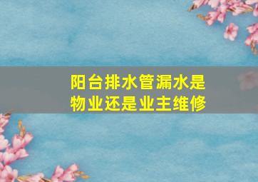 阳台排水管漏水是物业还是业主维修