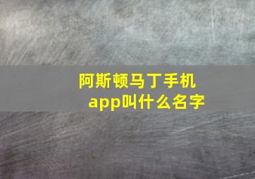 阿斯顿马丁手机app叫什么名字