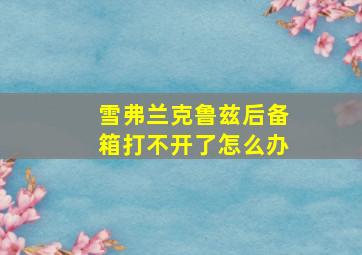 雪弗兰克鲁兹后备箱打不开了怎么办