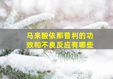 马来酸依那普利的功效和不良反应有哪些