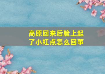 高原回来后脸上起了小红点怎么回事