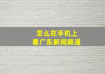 怎么在手机上看广东新闻频道