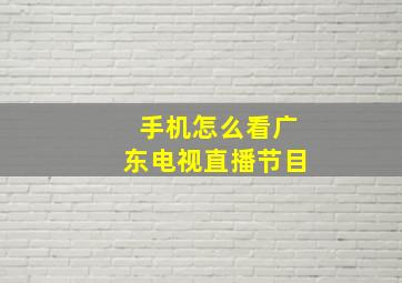 手机怎么看广东电视直播节目